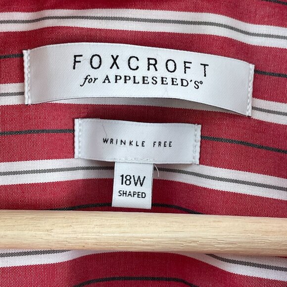 Foxcroft Appleseeds Womens Plus 18W Wrinkle Free Striped Button Up Shirt Shaped - Picture 4 of 9